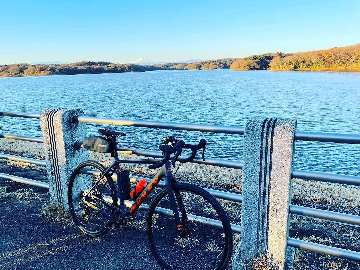 自転車と狭山湖